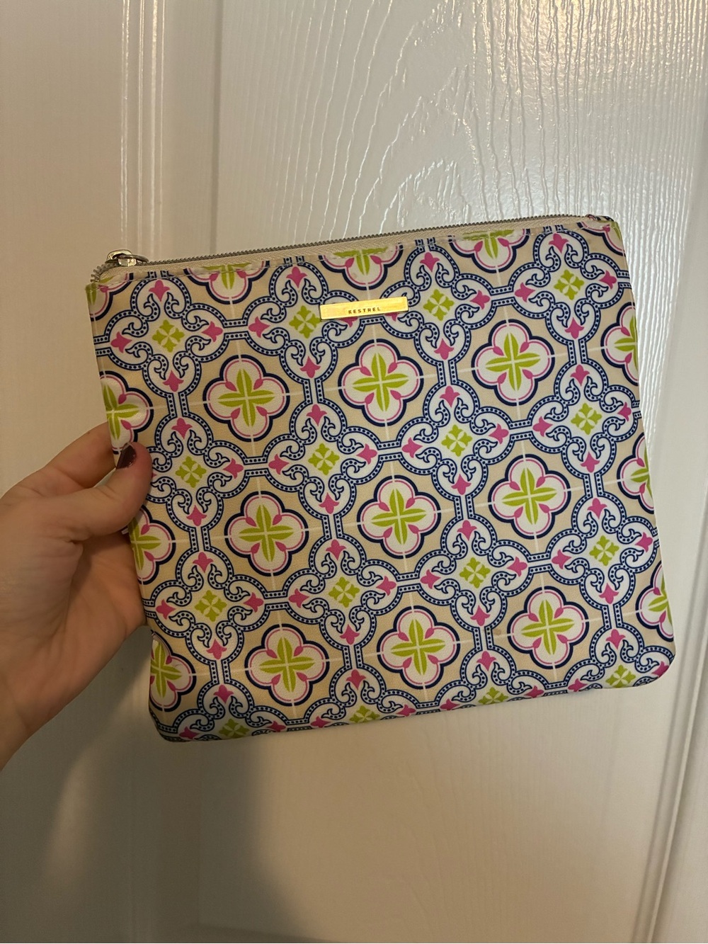 Kestrel Pink and Lime Patterned Zip Pouch